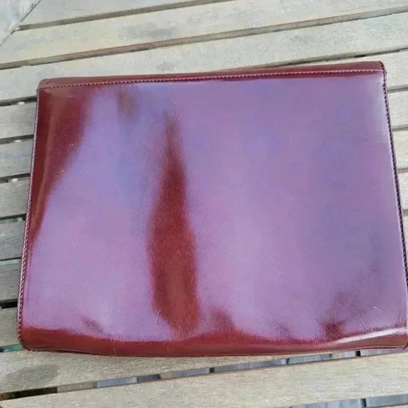 Nine West red genuine patent leather vintage envelop clutch handbag made in Ita… - Picture 2 of 7